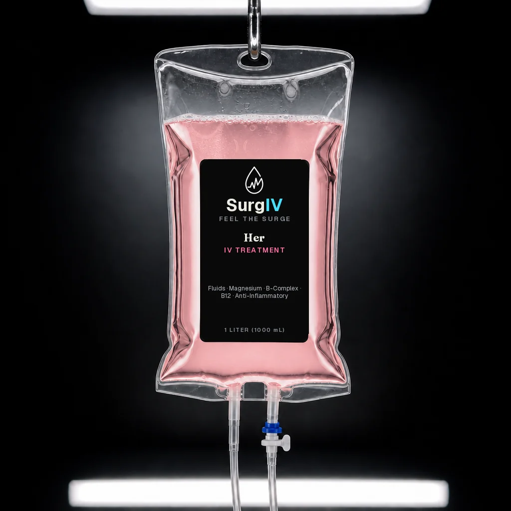 Her IV treatment bag